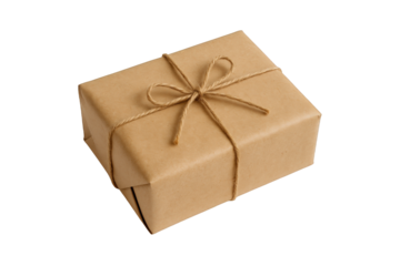 Simple Kraft Paper Gift Box Tied with Twine, Evoking a Sense of Anticipation and Thoughtful Presentation