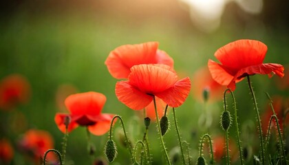 Red poppies in a field