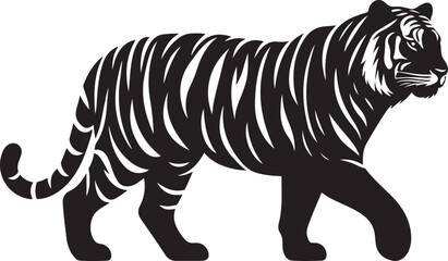 Tiger Silhouette Vector Illustration Black and White