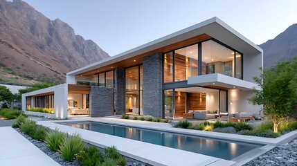 Modern Prairie House with Futuristic Design and Natural Stone Accents