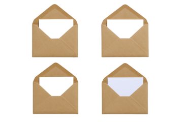 Four Kraft Paper Envelopes with Black and White Cards Displayed in a Grid Layout