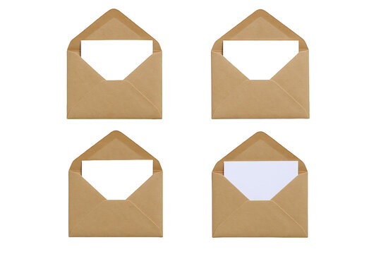 Four Kraft Paper Envelopes with Black and White Cards Displayed in a Grid Layout - Powered by Adobe