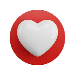 Express your affection with this vibrant, glossy white heart symbol on a striking red circular background, perfect for sharing love and positive emotions.