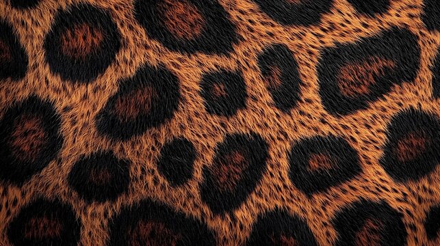 Close-up shot of a leopard's fur, showcasing the beautiful pattern of spots on its coat. This image reflects the wild elegance and uniqueness of nature's designs.