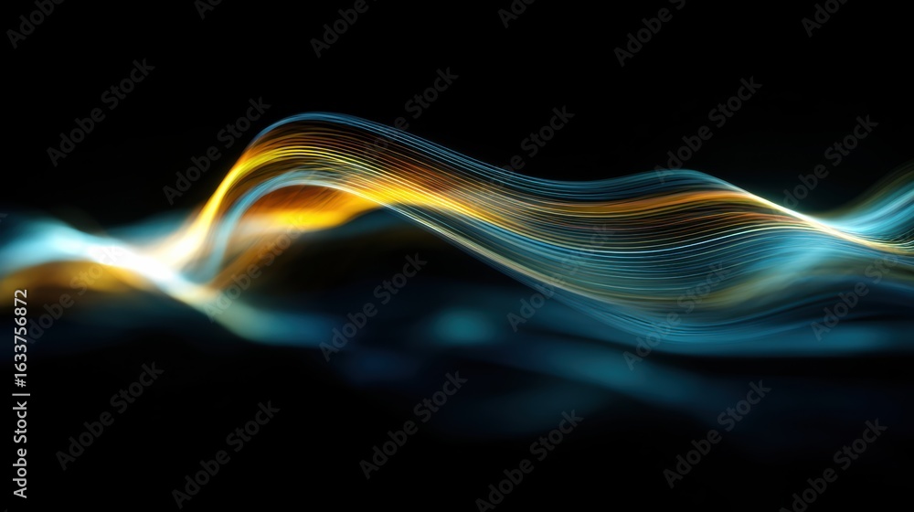Poster abstract light waves create a vibrant and dynamic visual in a dark background, perfect for modern de