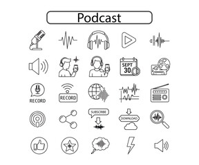  Podcast Vector Icons: Black & Line Art Graphics