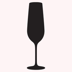 Wine Glass Icon – Black Silhouette Symbol of Alcoholic Drink