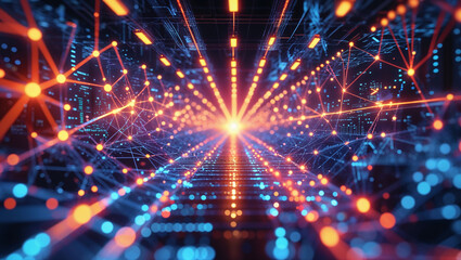 Fototapeta premium Abstract Digital Network Visualization with Bright Colors