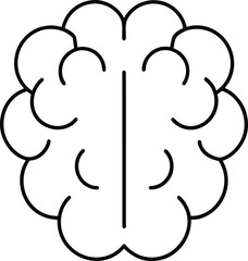 Outline of a brain icon silhouette isolated on transparent background