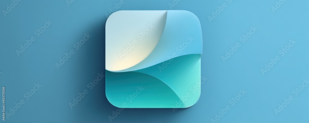 Poster modern app icon with elegant gradient waves and minimalist 3d design