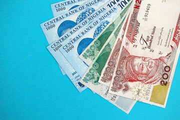 Nigerian naira money bills in big amount. Finance and banking concept