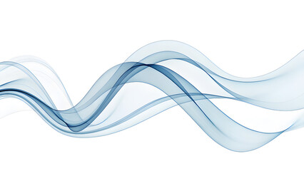 Blue abstract wave patterns on white background smoke
