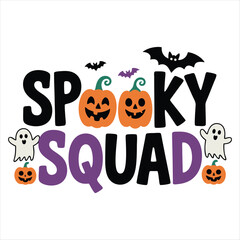 Fototapeta premium Spooky Squad Halloween Design – Cute Ghosts, Pumpkins, and Bats Clipart for Shirts, Stickers & Crafts