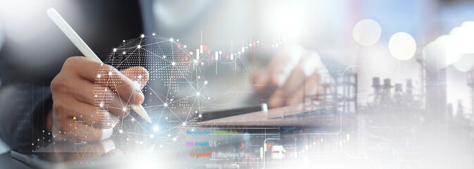 Business, finance and investment background. business planning and market research panorama