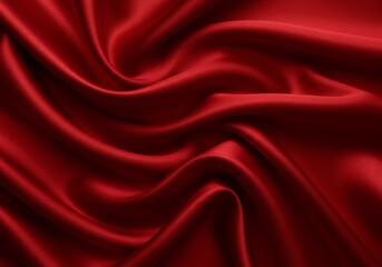 Obraz premium Closeup of a luxurious and smooth red silk fabric with elegant waves and vibrant color