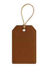 Elegant Brown Leather Tag with Natural Twine String, Ideal for Branding, Gift, or Product Labeling