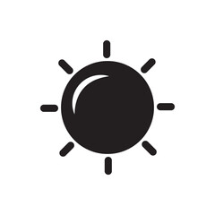 Sun icon silhouette. Minimal sun symbol for weather or summer themes. 