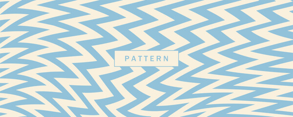 Blue and beige diagonal wavy lines seamless pattern. Simple vector abstract liquid stripes background.