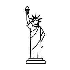 Obraz premium Minimalist outline illustration of the statue of liberty in a clean vector design