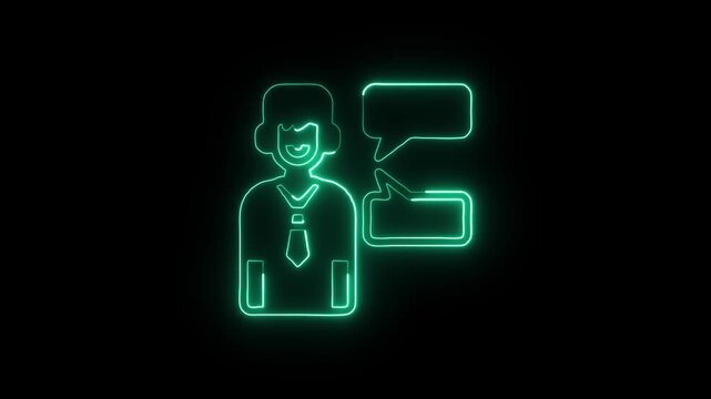 Customer Service Chatbot Animation with Glowing Lines on Black Background