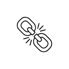 Symbolic Representation of a Broken Chain Connection Illustrating Disconnection or Failure with Striking Visual Emphasis and Simplistic Design