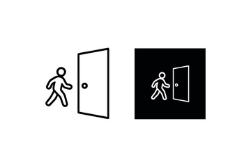 Emergency Exit Icon Depicting Person Walking out of Doorway Graphic Illustration Symbol Safety Evacuation