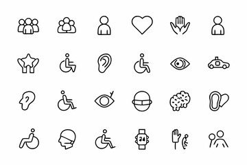 Fototapeta premium A human-centered minimalist collection focused on disability awareness, accessibility, and strength through graceful line drawing. Great for digital interfaces and outreach materials.