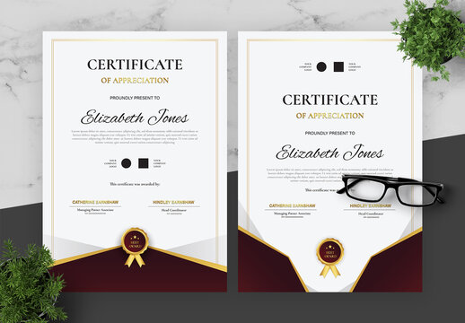 Gradient Gold And Red Certificate