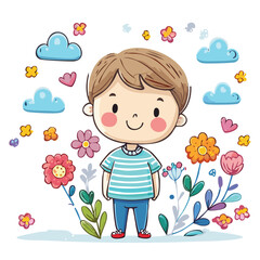 little girl with flowers