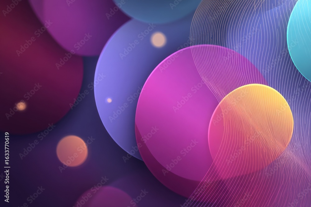 Poster colorful abstract pattern with circles and flowing lines