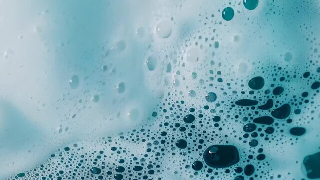 Close-up of vibrant blue soap suds and bubbles pattern
