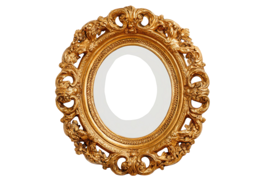 Vintage Glamour Ornate Gold Frame Antique Oval Mirror Empty Art Deco Luxury Decoration Renaissance