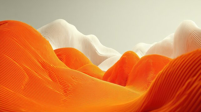 Abstract landscape of orange and white sculpted forms