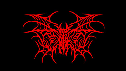 Abstract red bat vector with tribal wings and demonic flair. ideal for dark apparel, tattoos, or gothic digital art