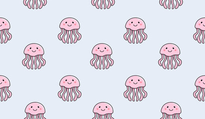Cute jellyfish pattern background vector design