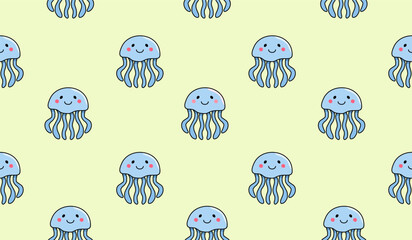 Cute jellyfish pattern background vector design