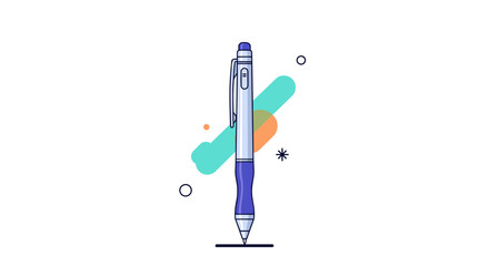 An illustration of a drafting pencil with blue and white colors creating a sense of precision and creativity
