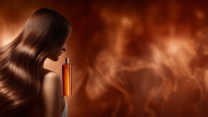 Obraz premium Perfekt gestyltes, glänzendes Frauenhaar in warmem, goldenem Licht mit luxuriöser Ausstrahlung