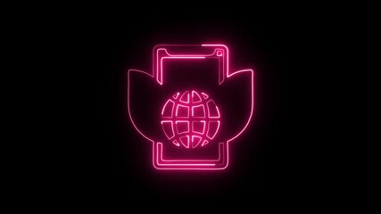 Eco Friendly Mobile Animation with Glowing Lines on Black Background