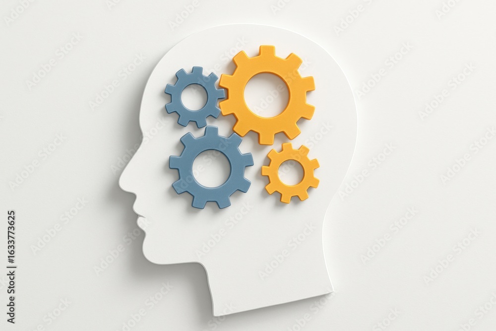 Poster the cognitive gears: a conceptual image illustrating the intricate workings of the human mind, with 