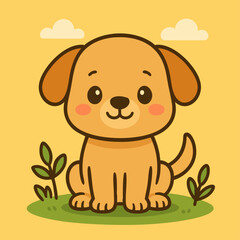 Adorable Cartoon Puppy Vector Illustration in Kawaii Style