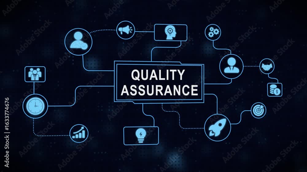 Aufkleber animated quality assurance mind map representing business concepts and strategies