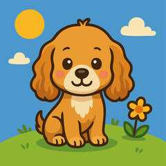Cute Cocker Spaniel Vector Illustration in Cartoon Style