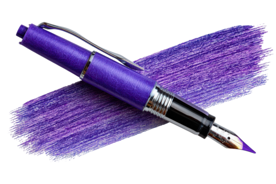 Luminous Purple Fountain Pen Elegance Ink Flow Artistic Brushstroke Writing Calligraphy Luxury