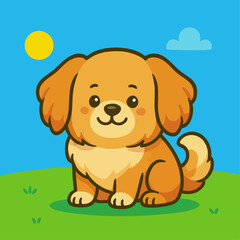 Cute Pekingese Dog Vector Illustration in Kawaii Cartoon Style