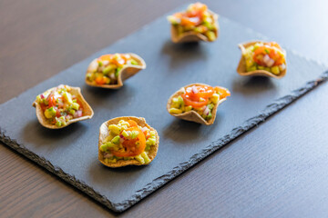 guacamole bites fresh party appetizer close up