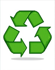 Fototapeta premium Pixelated green recycling symbol