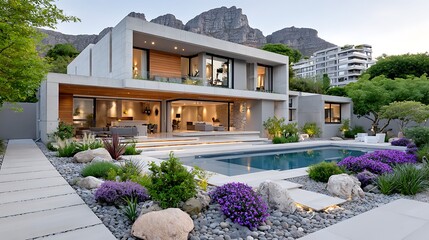 Modern Luxury Home with Cantilevered Design and Serene Prairie Landscape