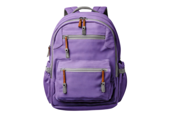Purple backpack closeup Everyday carry gear and school essentials Stylish lightweight travel bag and