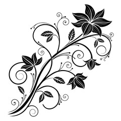Floral vine design with swirling stems and detailed leaves, black and white vector.

Floral vine design with swirling stems and detailed leaves, black and white vecto
